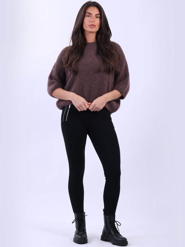 Knit Woolen Crop Jumper Chocolate