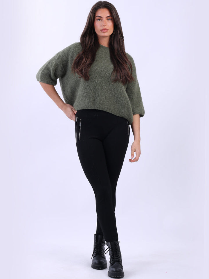 Knit Woolen Crop Jumper Khaki