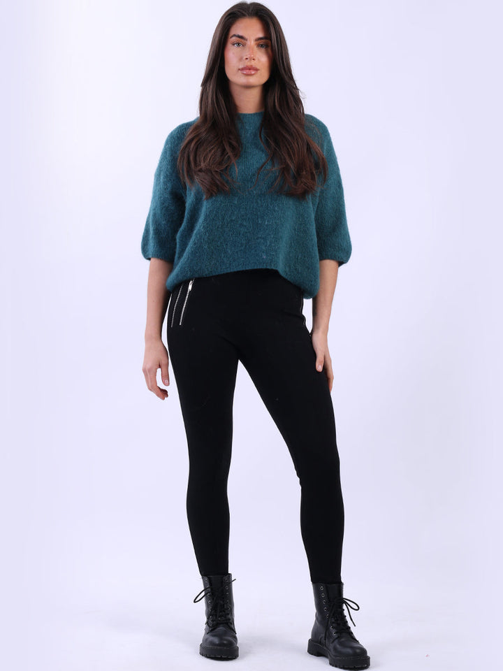 Knit Woolen Crop Jumper Teal
