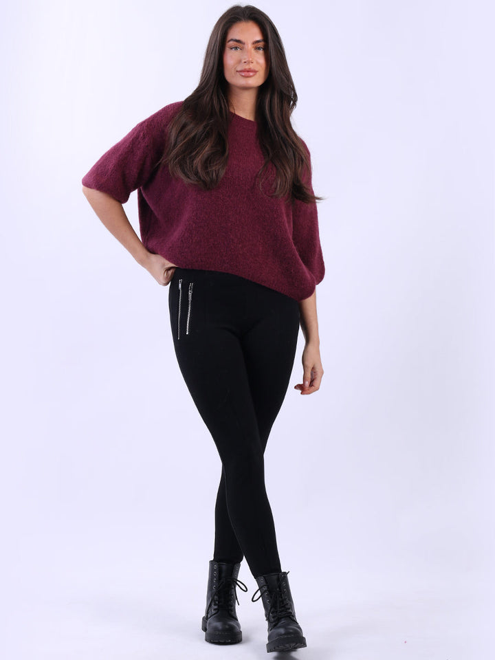 Knit Woolen Crop Jumper Wine