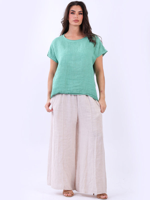 Linen Baggy Top Ocean Blue