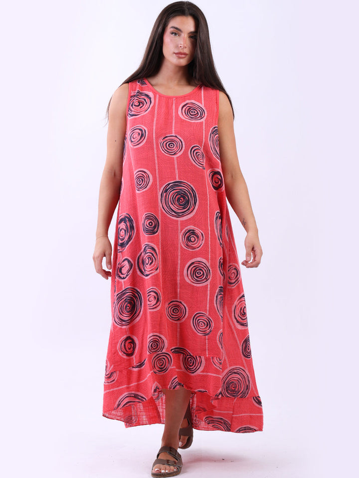 Sleeveless Oversized Cotton Dress Coral
