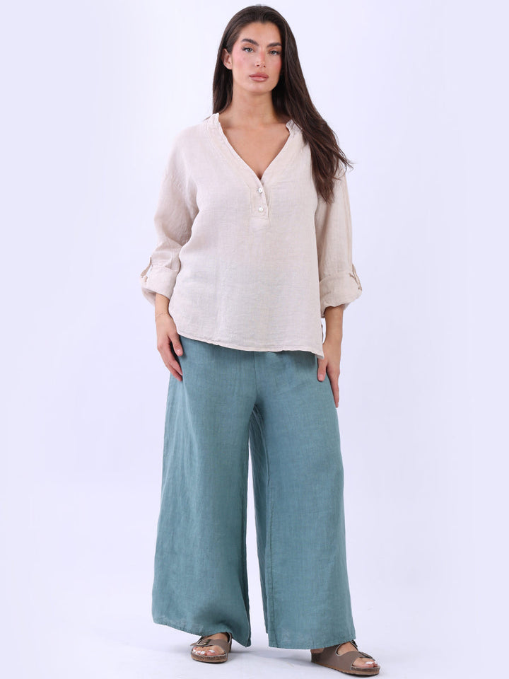 Italian Linen Baggy Top Beige