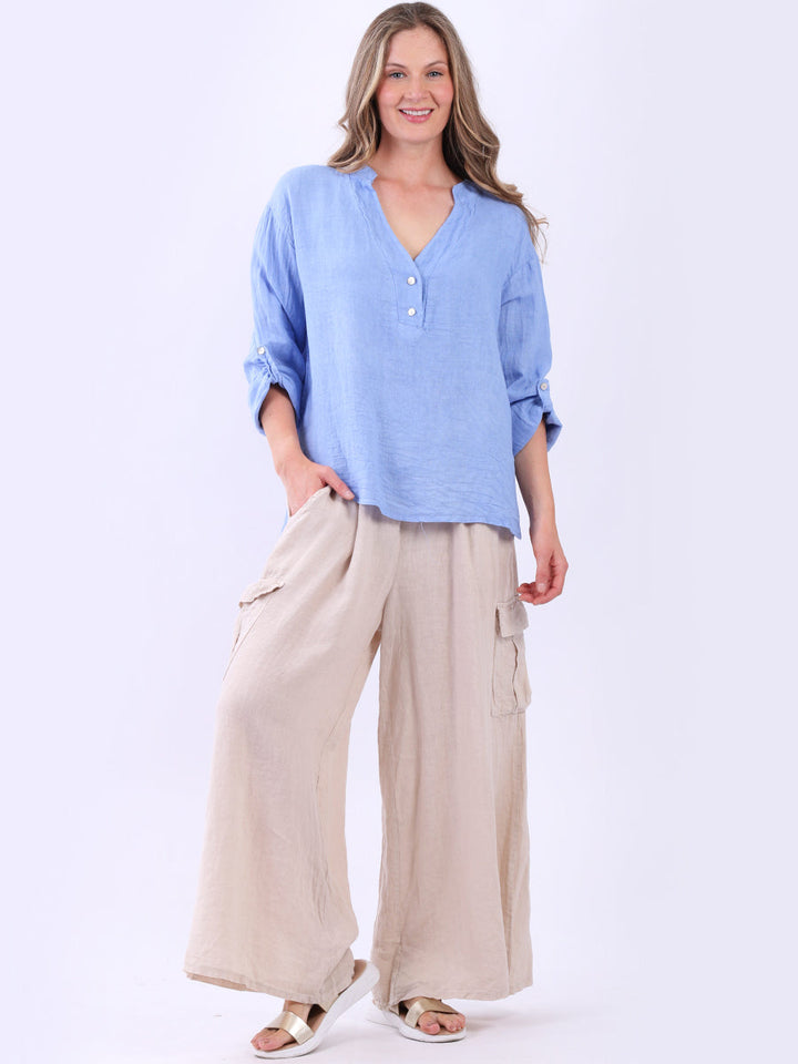 Italian Linen Baggy Top Denim