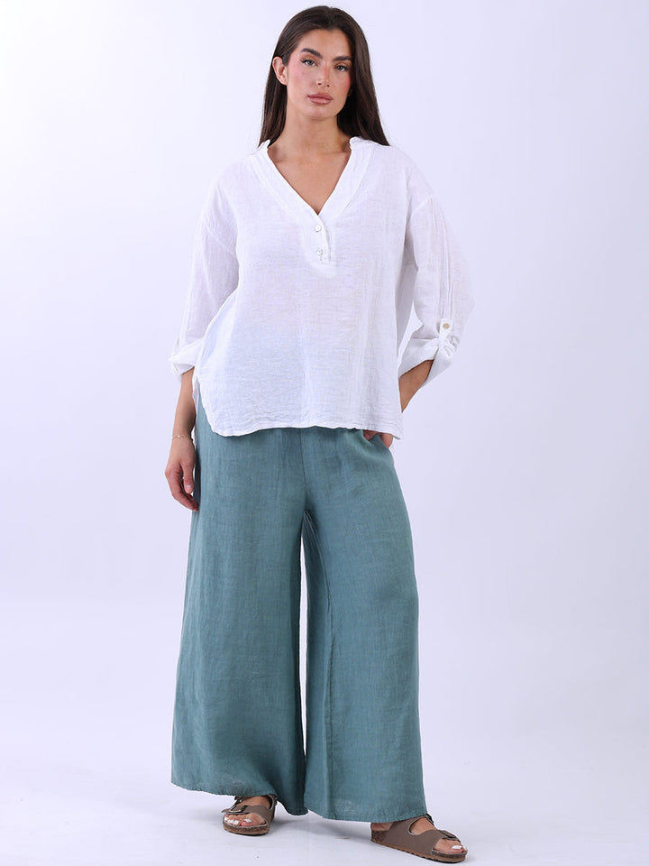 Italian Linen Baggy Top White
