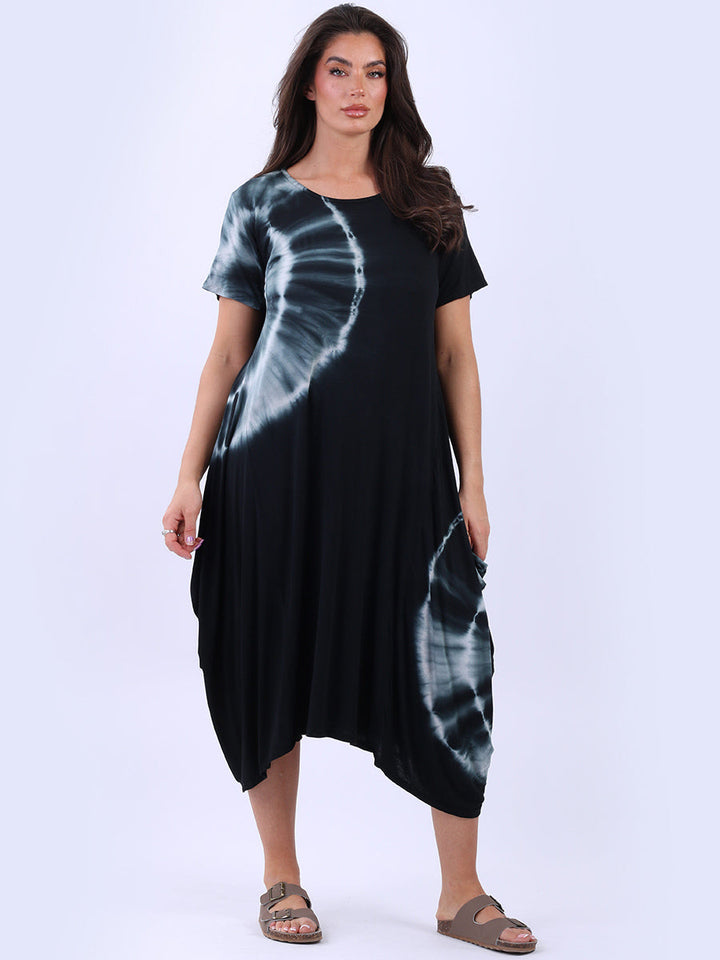 Tie Dyed Oversized Dress Black