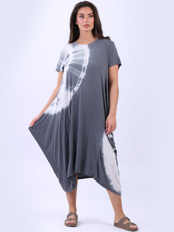 Tie Dyed Oversized Dress Charcoal