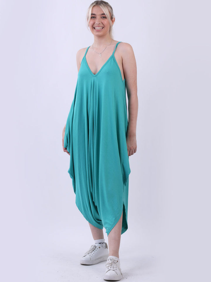 Cropped Harem Jumpsuit Aqua
