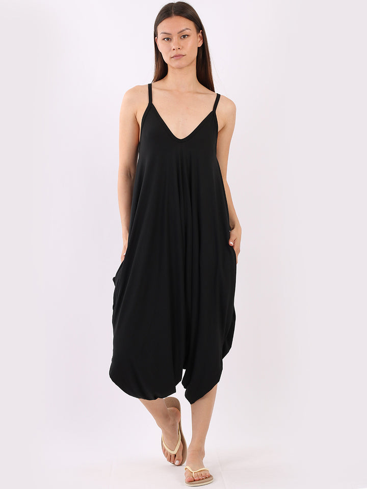 Cropped Harem Jumpsuit Black