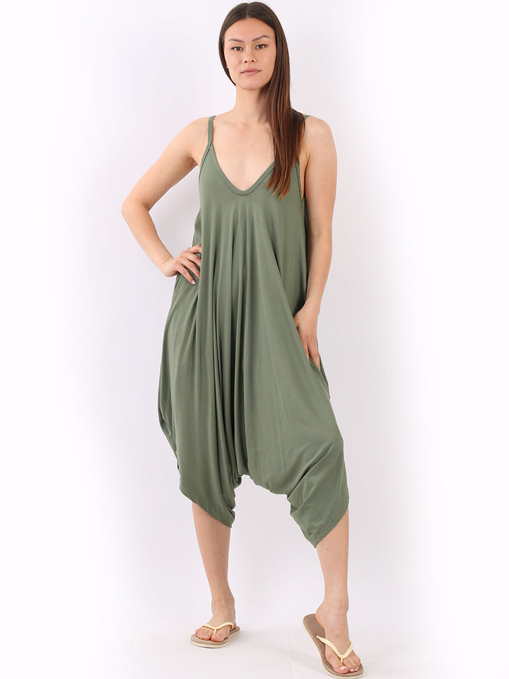 Cropped Harem Jumpsuit Khaki