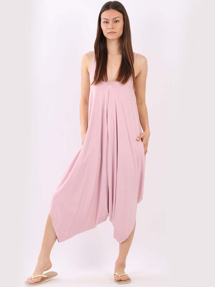 Cropped Harem Jumpsuit Pink