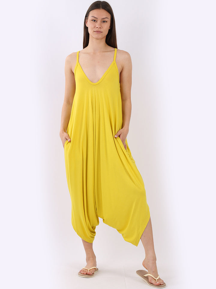 Cropped Harem Jumpsuit Yellow