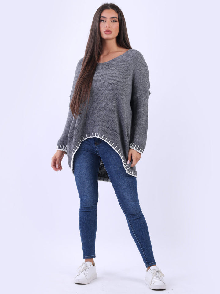 Wool Knitted Jumper Dark Grey