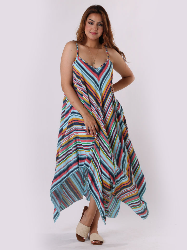 Italian V-Neck Stripy Lagenlook Jumpsuit