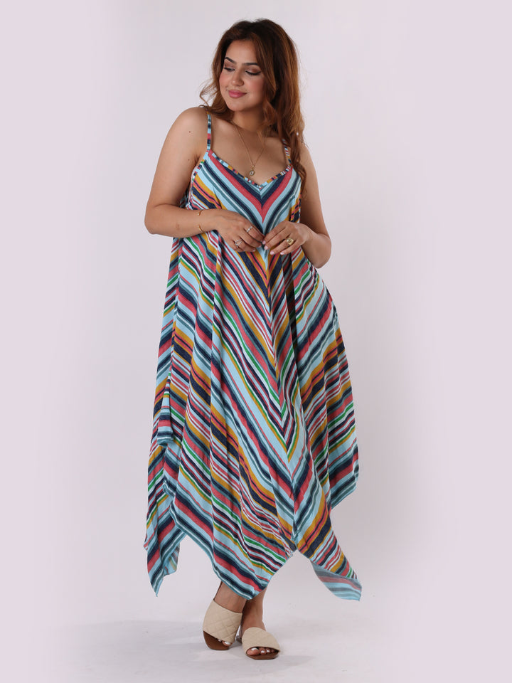 Italian V-Neck Stripy Lagenlook Jumpsuit