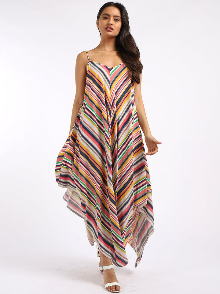 Italian V-Neck Stripy Lagenlook Jumpsuit
