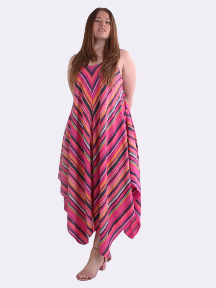 Italian V-Neck Stripy Lagenlook Jumpsuit