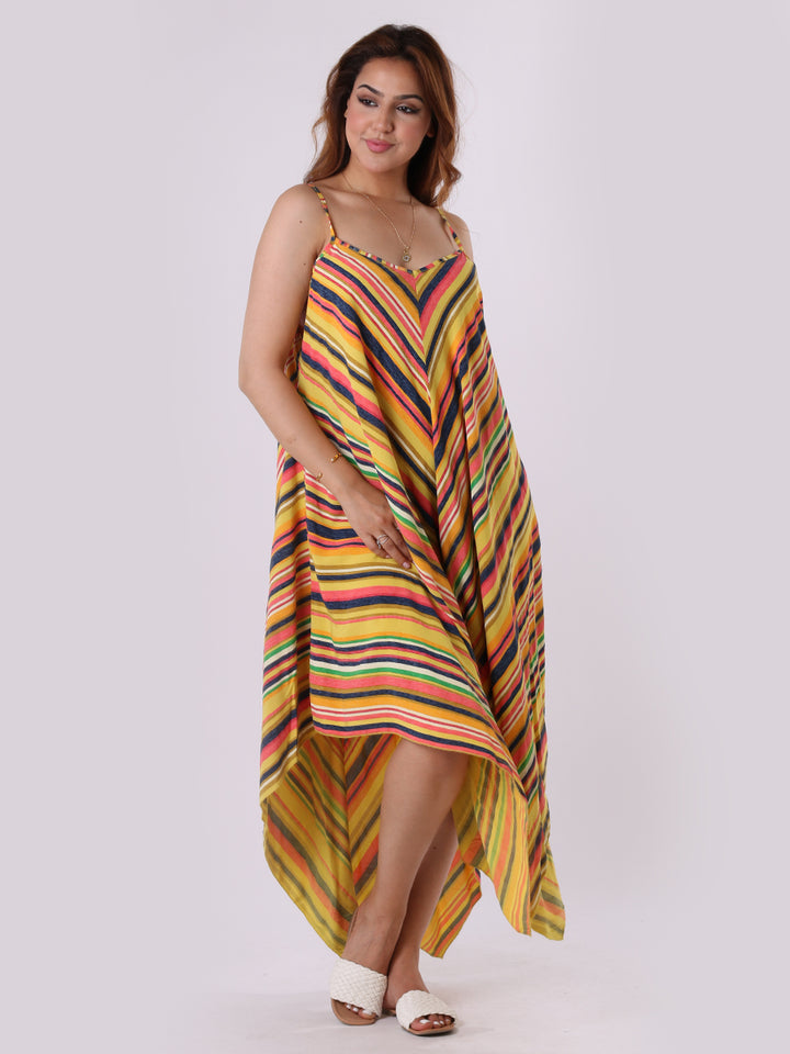 Italian V-Neck Stripy Lagenlook Jumpsuit