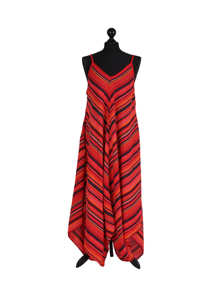 Italian V-Neck Stripy Lagenlook Jumpsuit