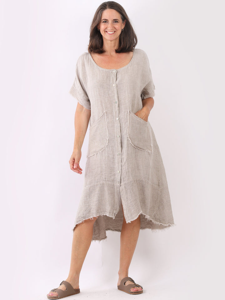 Vintage Was Linen Lagenlook Shirt Dress