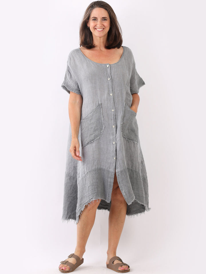 Vintage Was Linen Lagenlook Shirt Dress
