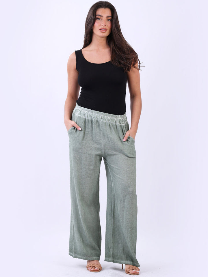 Vintage Washed Cotton Trouser Khaki