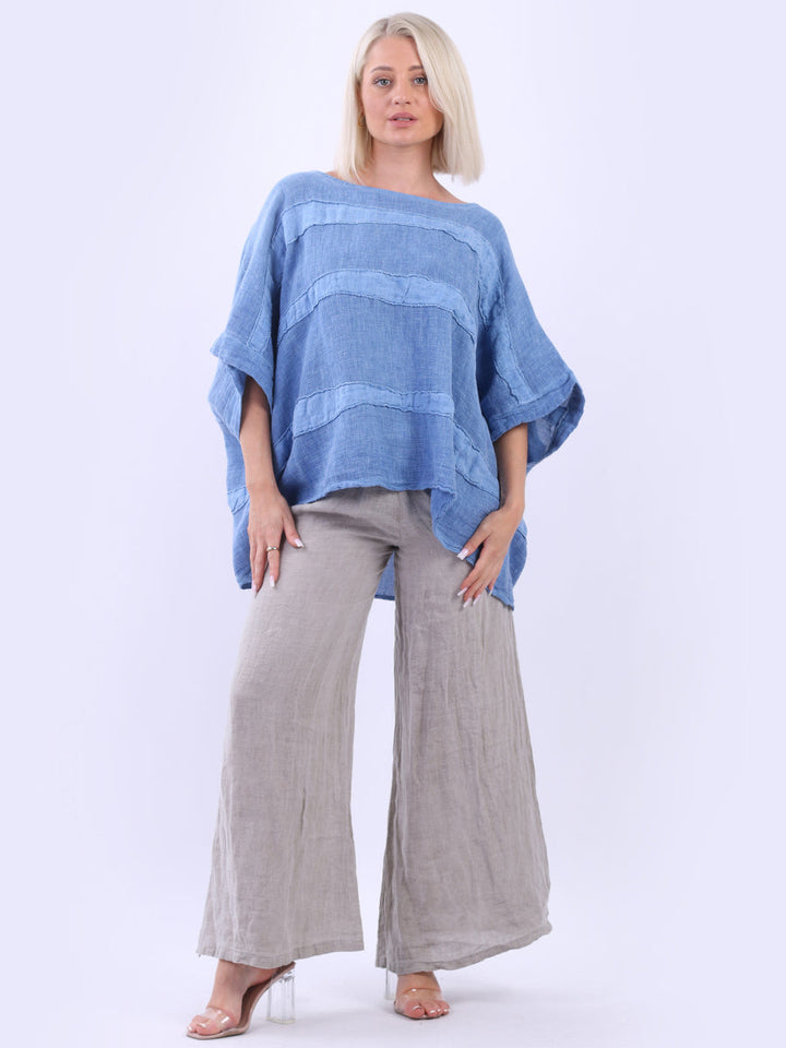 Vintage Wash Batwing Linen Crop Top Denim