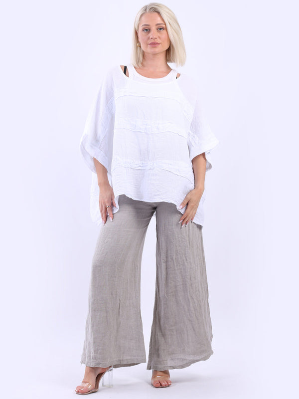 Vintage Wash Batwing Linen Crop Top White