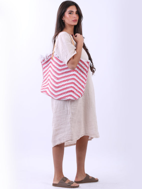 italian wavy stripe pattern ladies canvas bag 