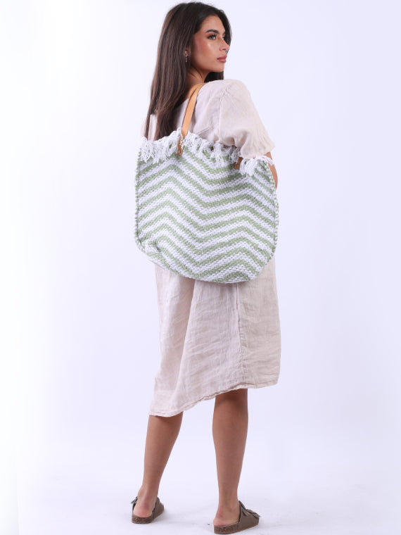 italian wavy stripe pattern ladies canvas bag 