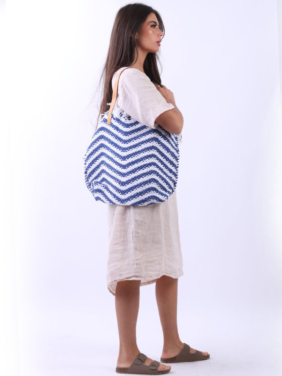 italian wavy stripe pattern ladies canvas bag 