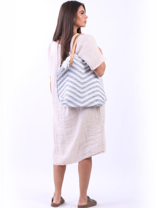 italian wavy stripe pattern ladies canvas bag 