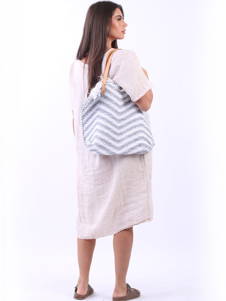 italian wavy stripe pattern ladies canvas bag 