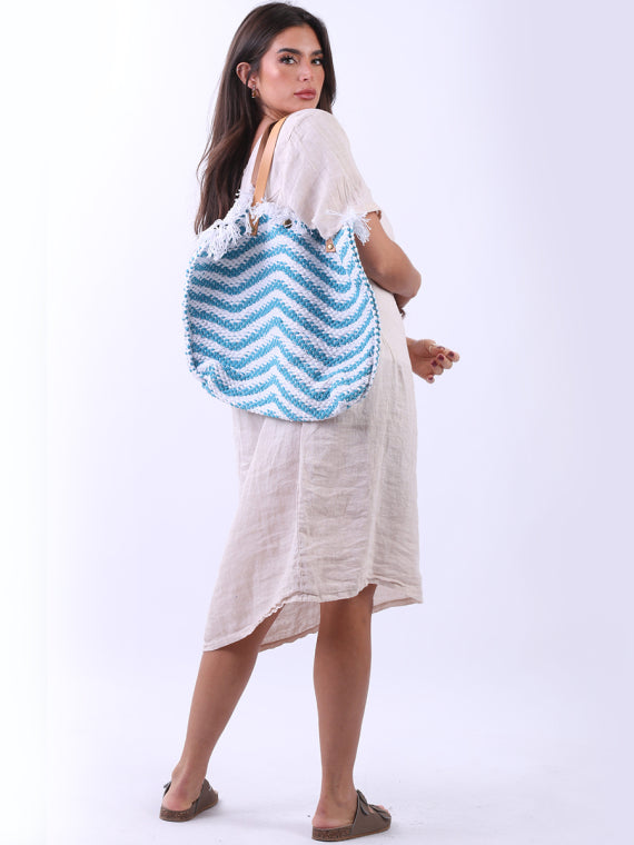 italian wavy stripe pattern ladies canvas bag 