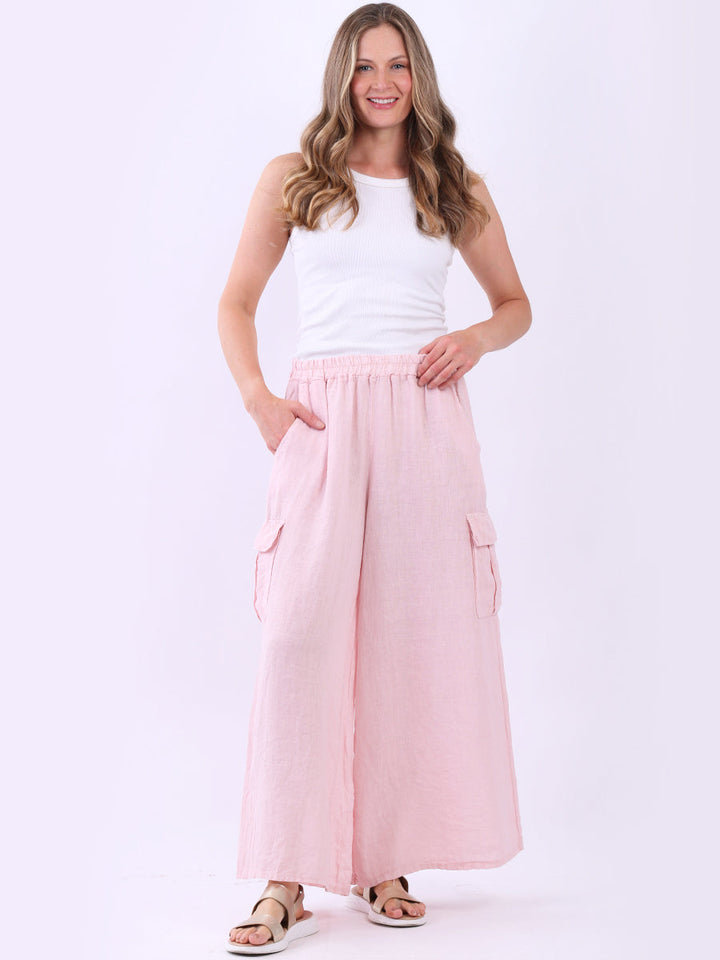 Wide Leg Linen Pant Pink