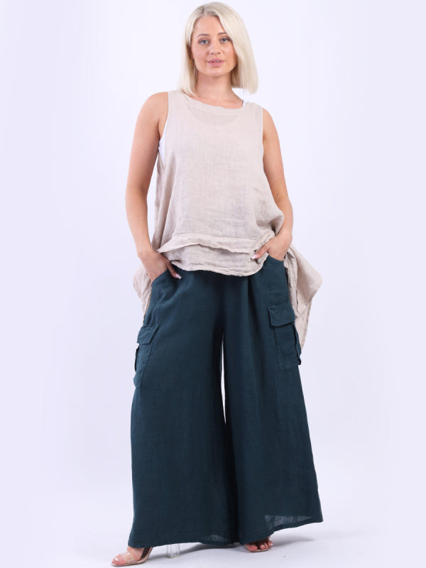 Wide Leg Linen Pant Teal