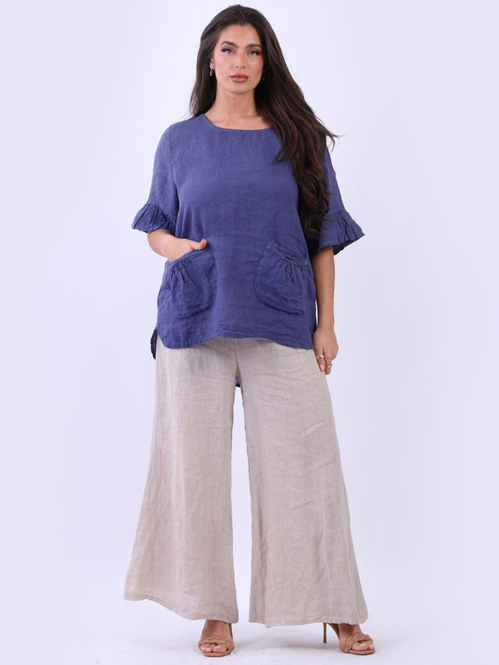 Plain Linen Blouse Denim