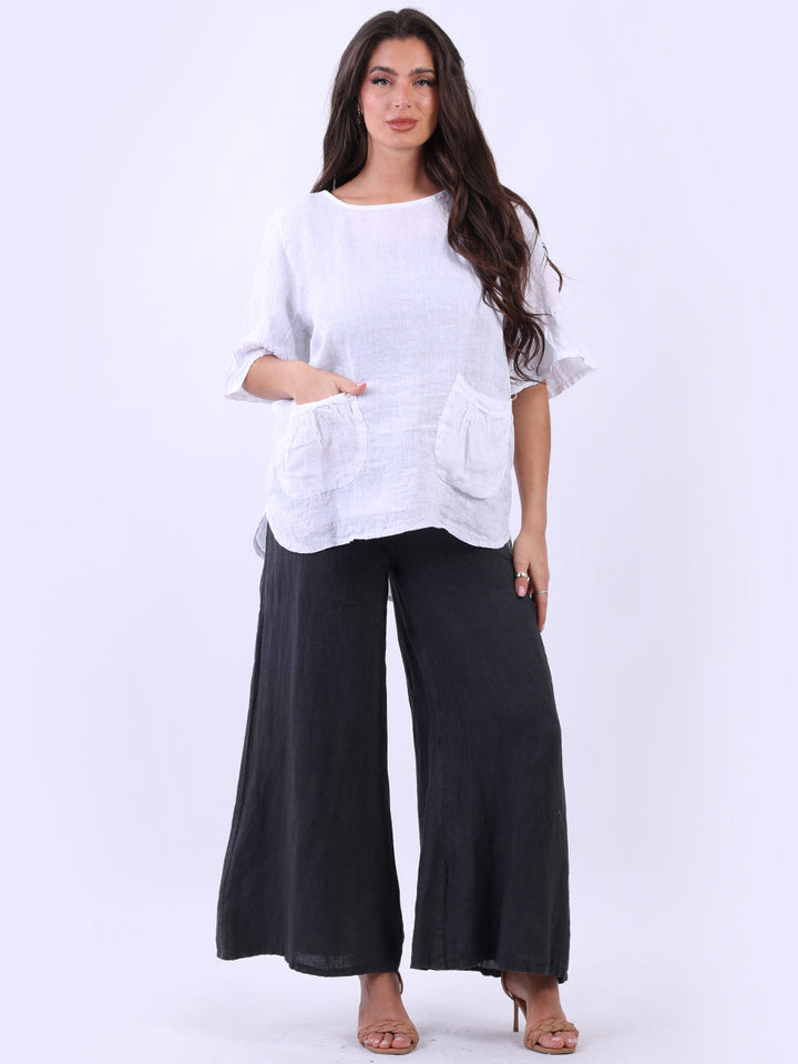 Plain Linen Blouse White