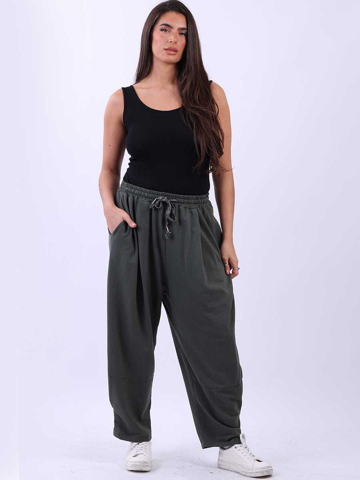 Plain Slouchy Cotton Trouser Khaki