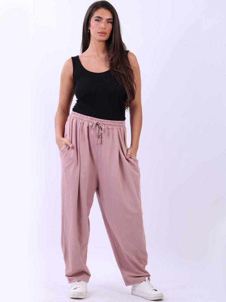 Plain Slouchy Cotton Trouser Pink