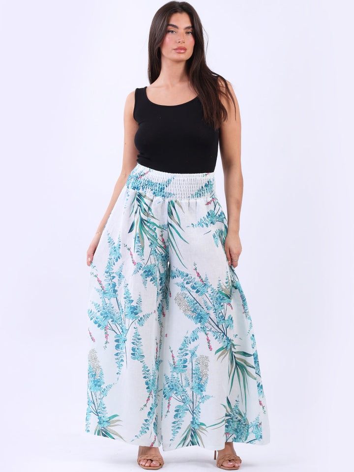 Wide Leg Linen Palazzo White