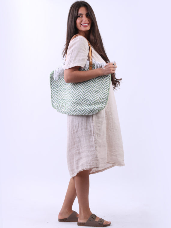 italian zig zag pattern ladies canvas bag