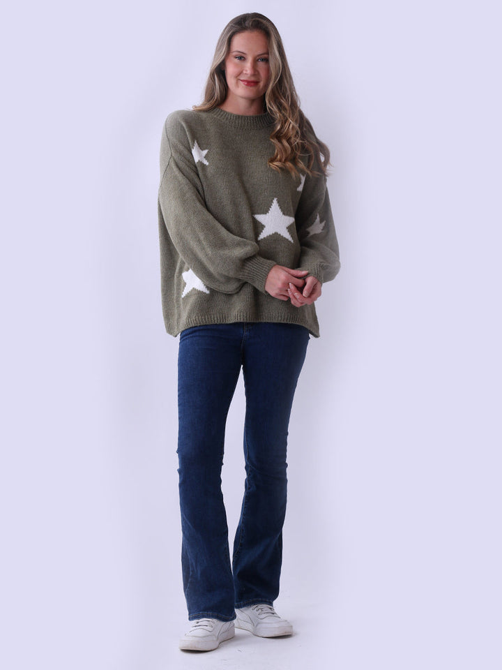 Knitted Crop Wool Jumper Khaki