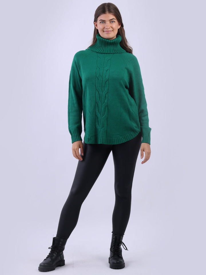 Cable Knit Ribbed Sweater Green