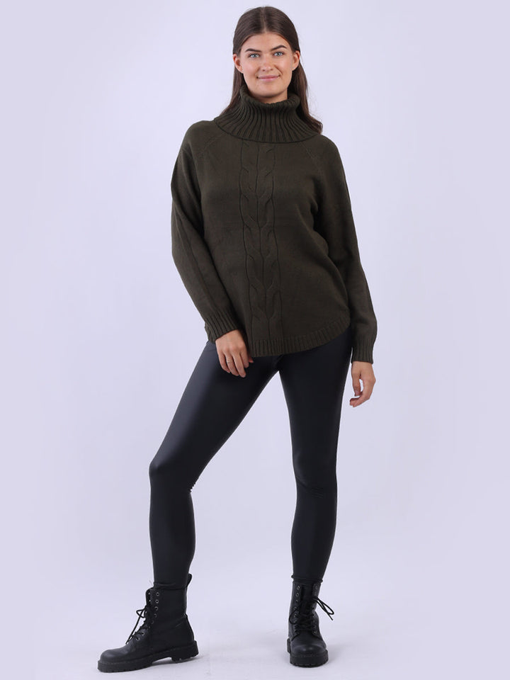 Cable Knit Ribbed Sweater Khaki