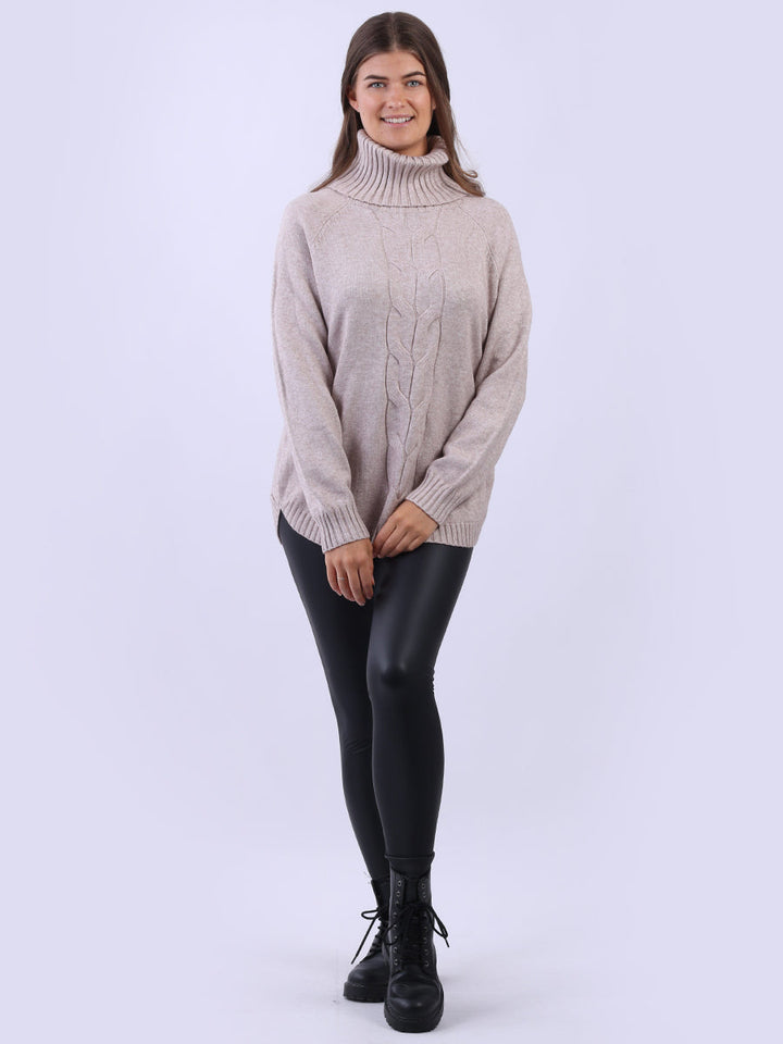 Cable Knit Ribbed Sweater Mocha