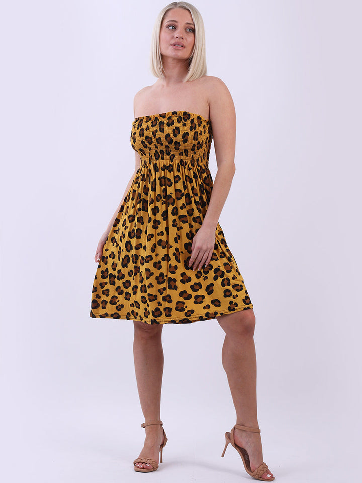Leopard Print Shirred Ladies Top