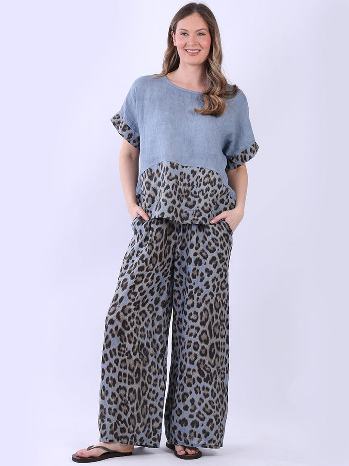 Leopard Linen Crop Top Denim