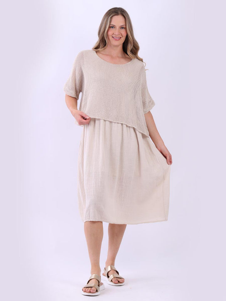 Mesh Net Cotton Midi Dress