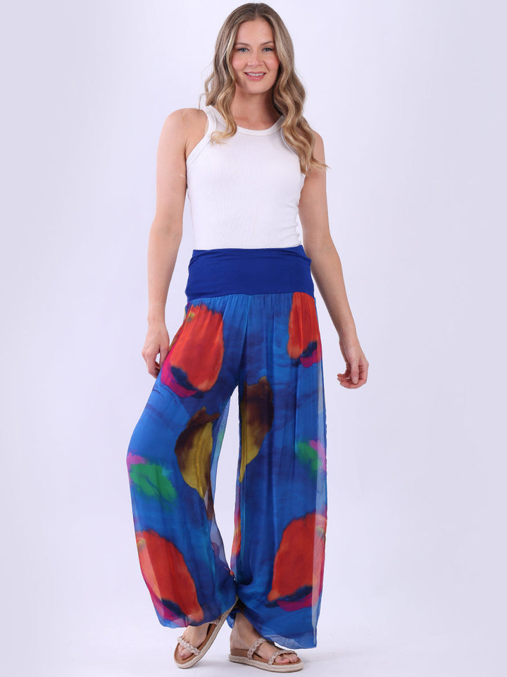 Tie Dyed Wide Leg Harem Silk Palazzo Royal Blue